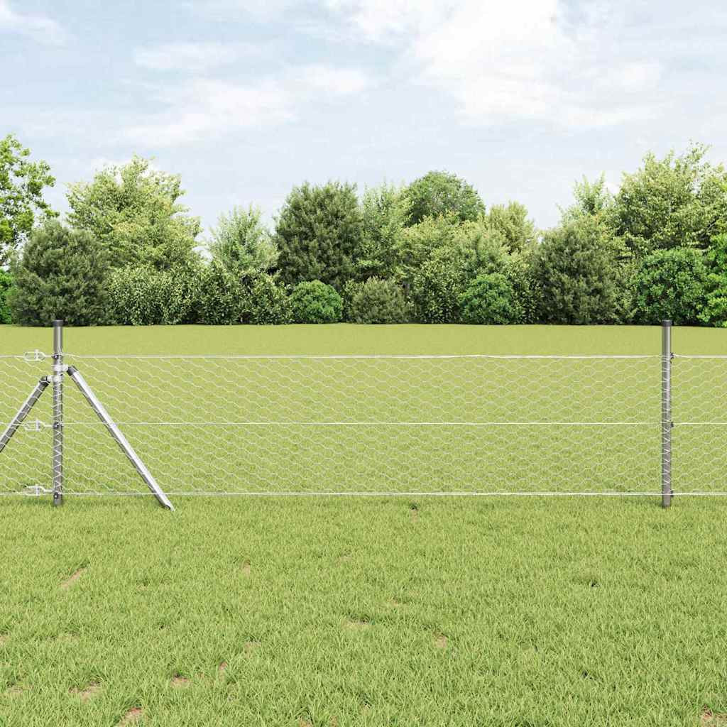 vidaXL Hexagonzaun Silber 0,8 x 100 m Verzinkter Stahl