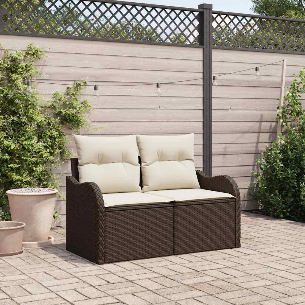 vidaXL Gartensofa mit Kissen Braun 121 x 62 x 69cm Poly-Rattan