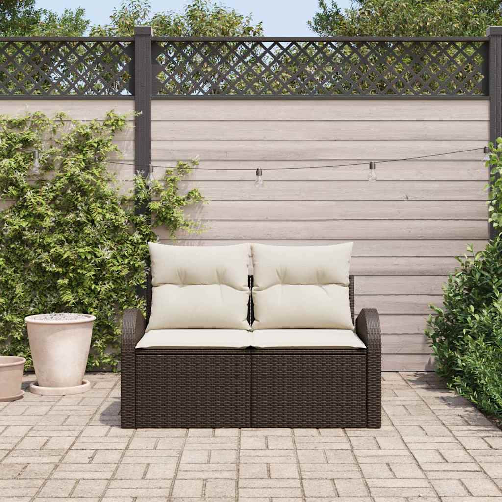 vidaXL Gartensofa mit Kissen Braun 124 x 62 x 69cm Poly-Rattan