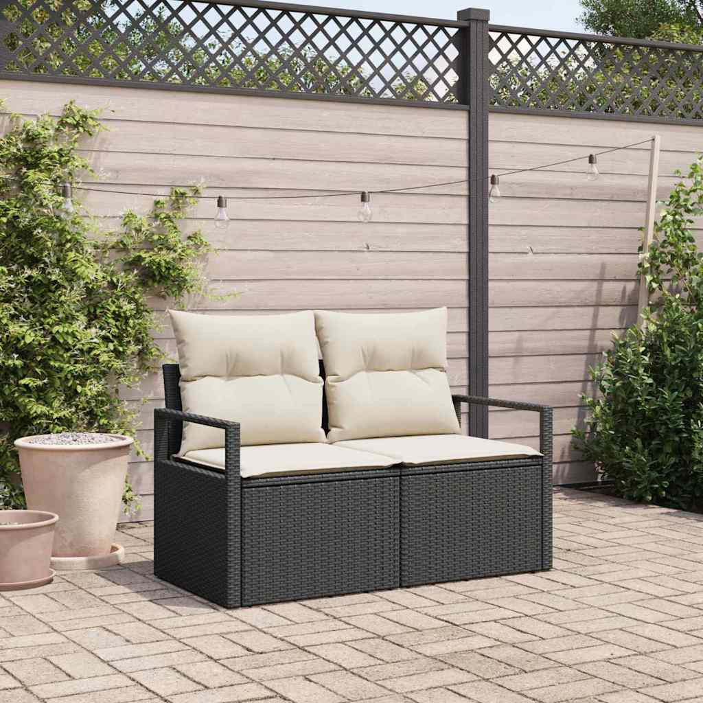 vidaXL Garten-Sofa mit Kissen 120 x 62 x 69 cm Poly-Rattan