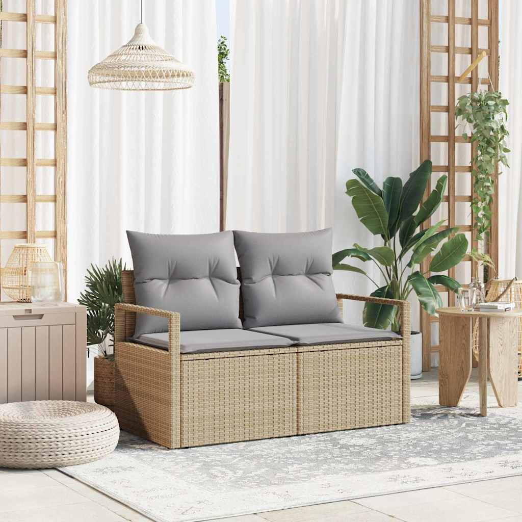 vidaXL Garten-Sofa mit Kissen 120 x 62 x 69 cm Poly-Rattan