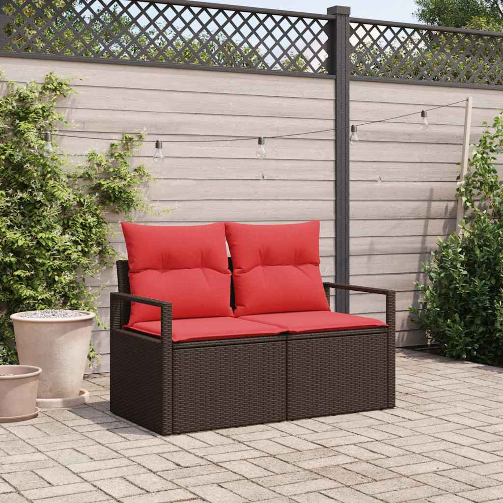 vidaXL Garten-Sofa mit Kissen 120 x 62 x 69 cm Poly-Rattan