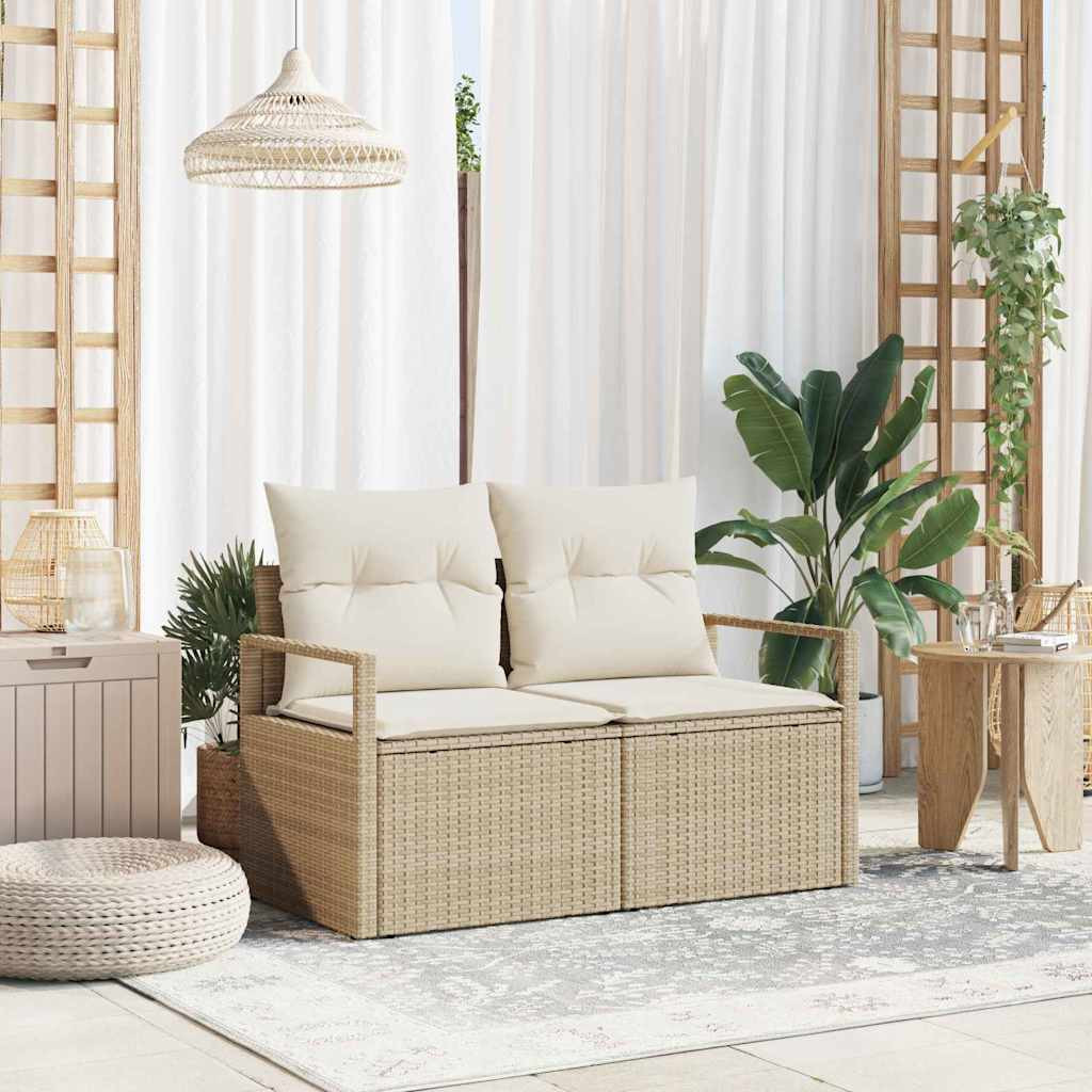 vidaXL Garten-Sofa mit Kissen 120 x 62 x 69 cm Poly-Rattan