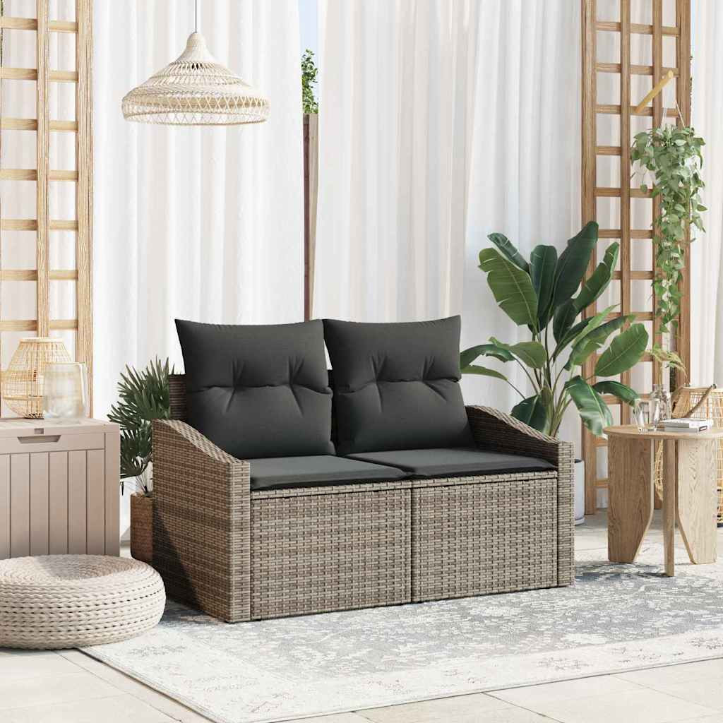 vidaXL Garten-Sofa mit Kissen 123 x 62 x 69 cm Poly-Rattan