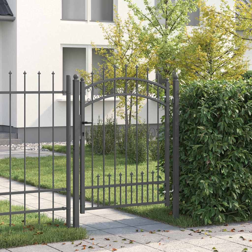 vidaXL Zauntor mit Speer-Top KAMPEN 103 x 175 cm Stahl Grau