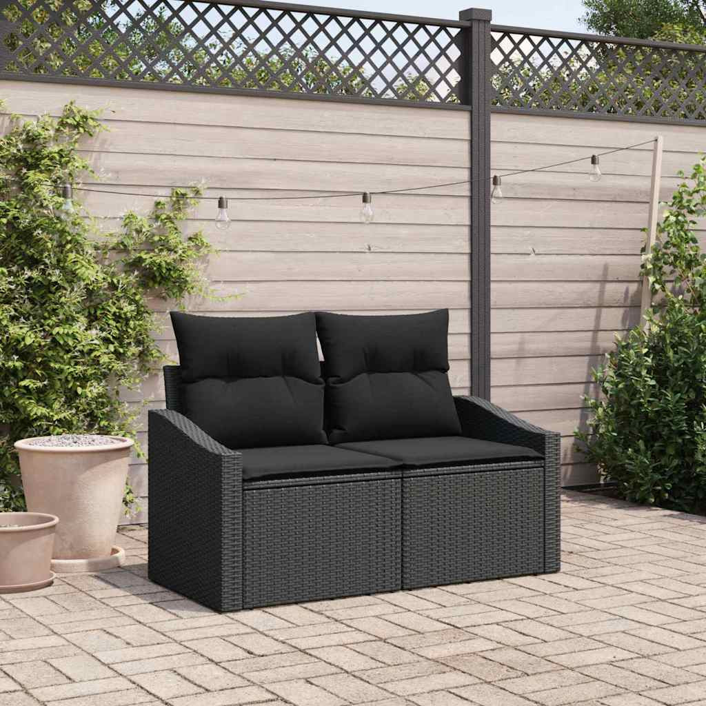 vidaXL Garten-Sofa mit Kissen 123 x 62 x 69 cm Poly-Rattan