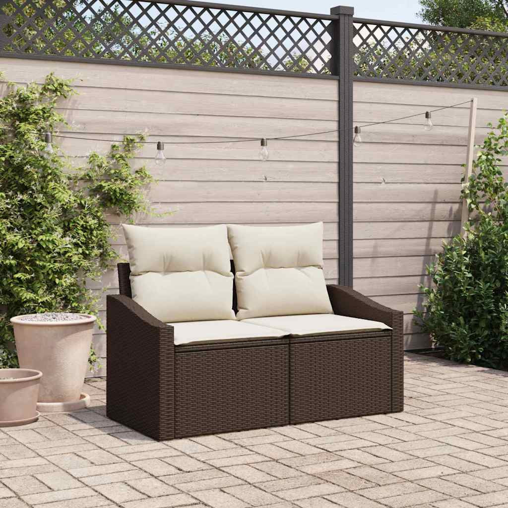 vidaXL Garten-Sofa mit Kissen 123 x 62 x 69 cm Poly-Rattan