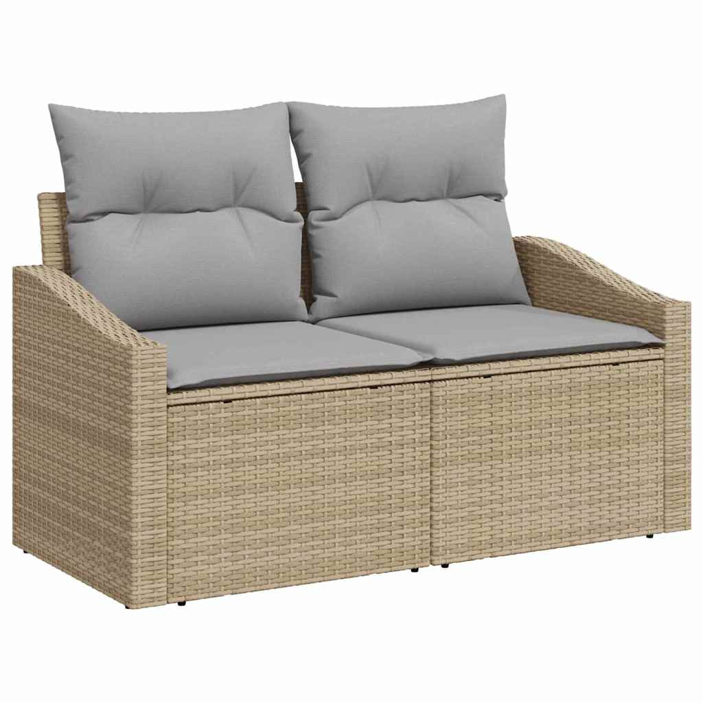 vidaXL Garten-Sofa mit Kissen 123 x 62 x 69 cm Poly-Rattan