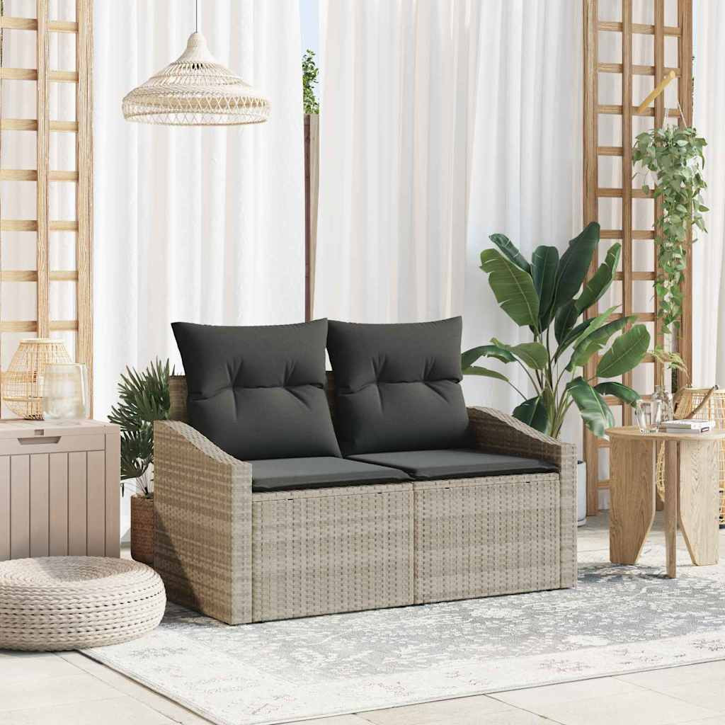 vidaXL Garten-Sofa mit Kissen 123 x 62 x 69 cm Poly-Rattan