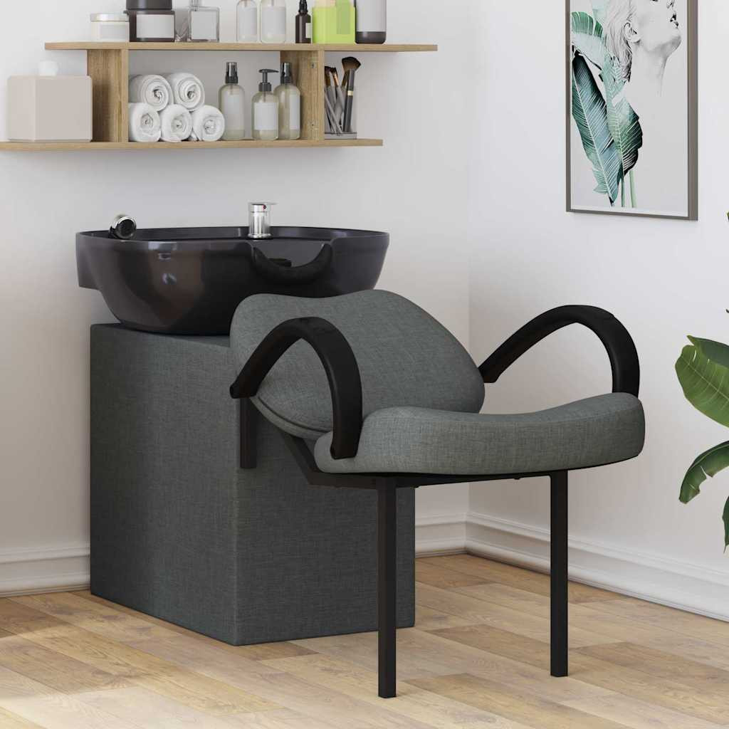 vidaXL Shampoo Stuhl Dunkelgrau und Schwarz 136 x 60 x 92 cm Stoff