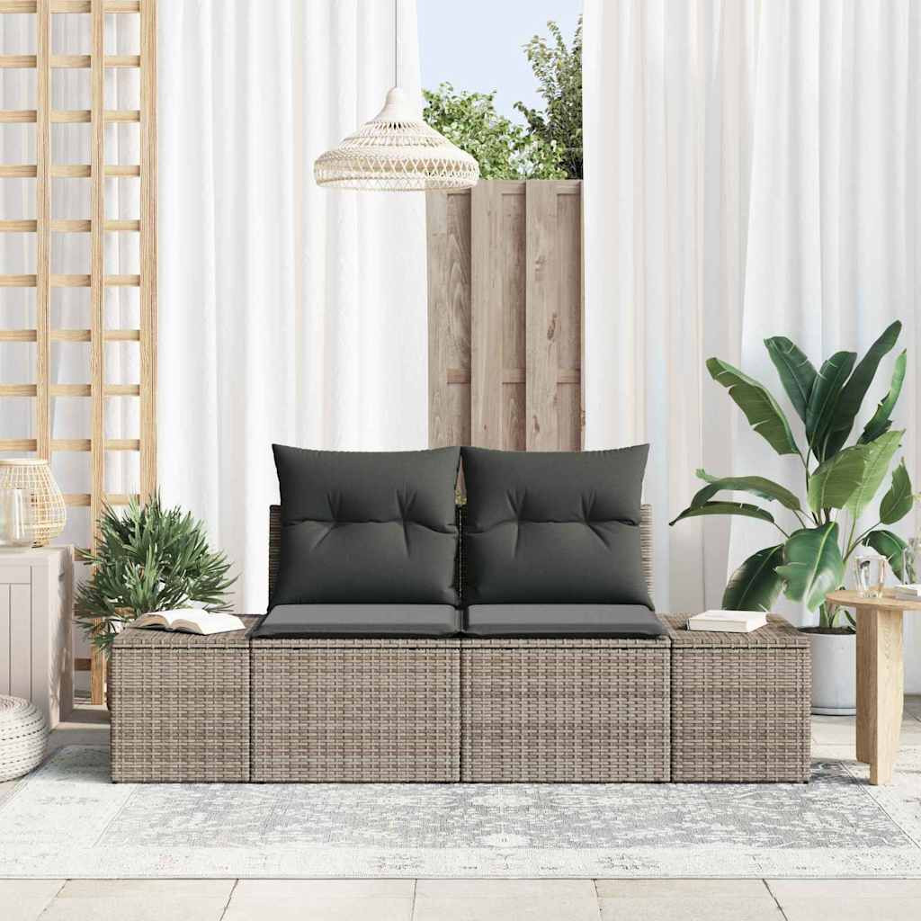 vidaXL Gartensofa mit Kissen Grau 184 x 62 x 69 cm Poly-Rattan