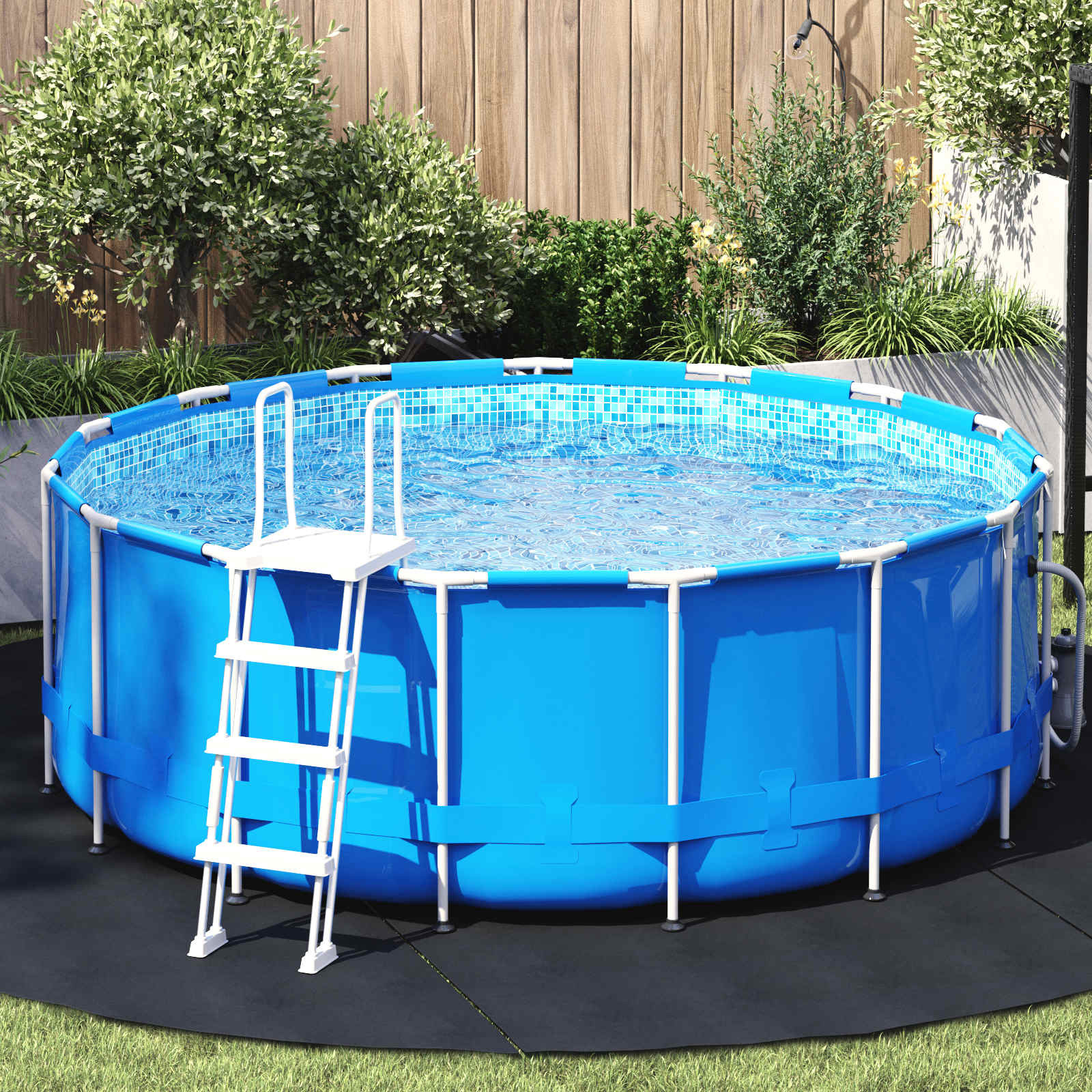vidaXL Bodenfolie für Pools Schwarz Ø 306 cm Vliesstoff
