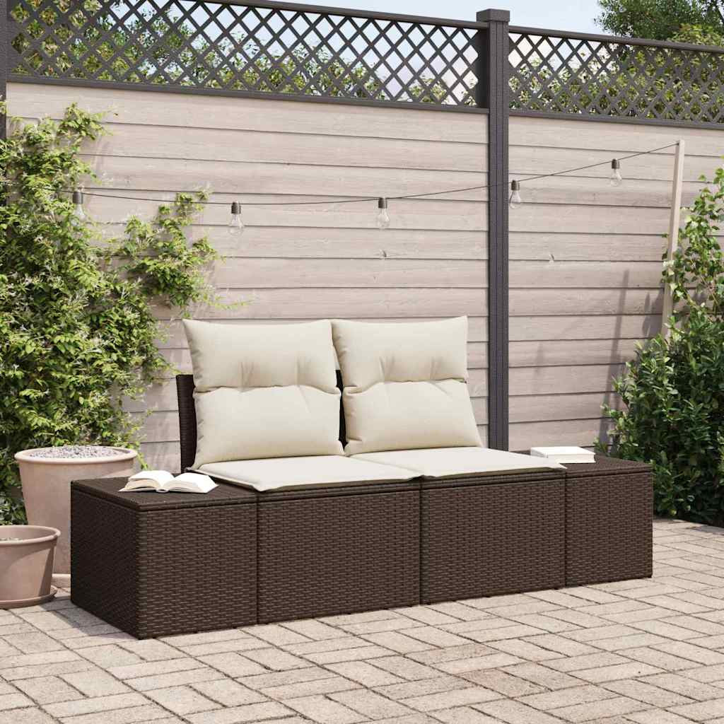 vidaXL Gartensofa mit Kissen Braun 184 x 62 x 69 cm Poly-Rattan