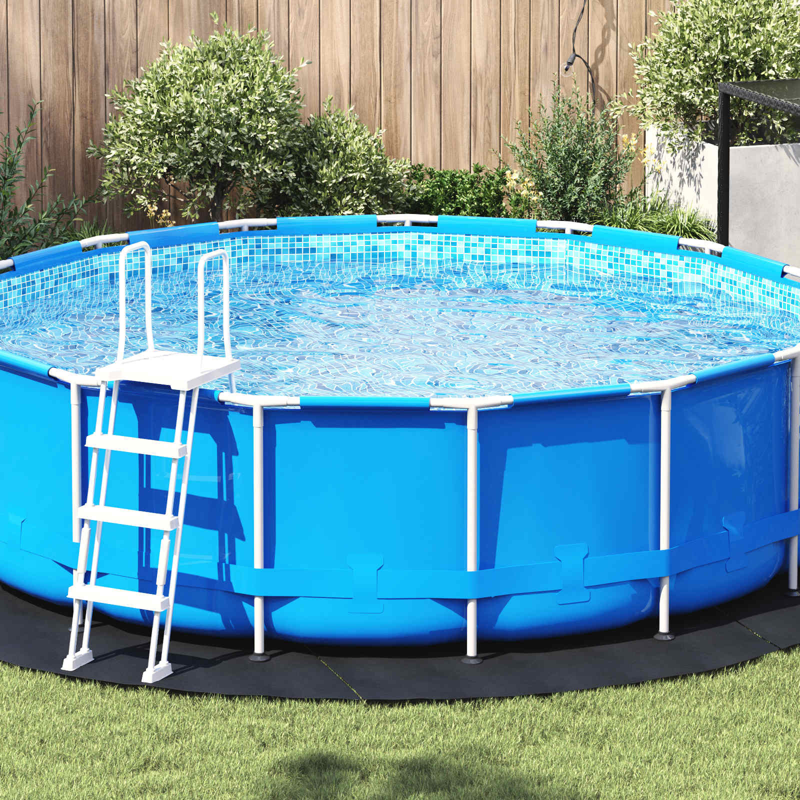 vidaXL Bodenfolie für Pools Schwarz Ø 366 cm Vliesstoff