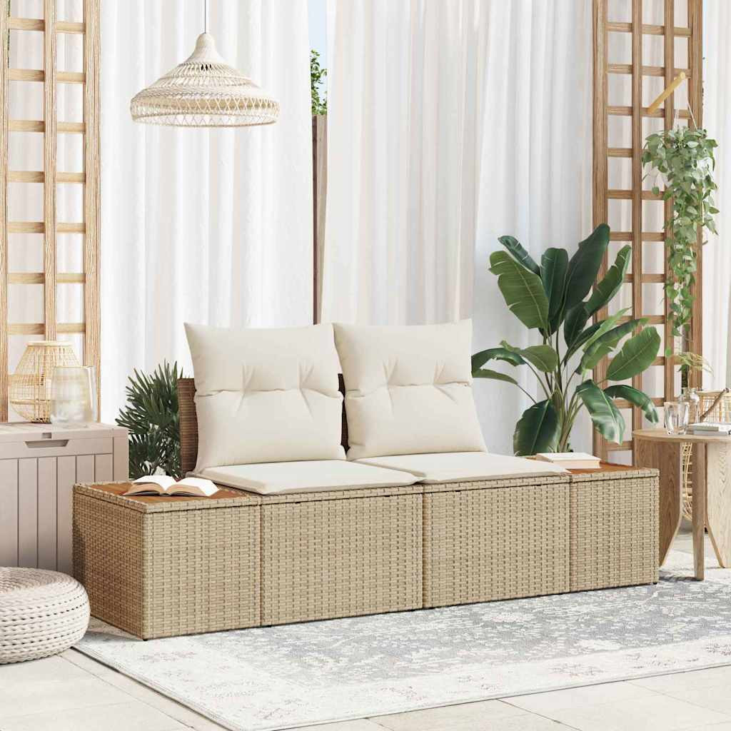 vidaXL Gartensofa Beige 184 x 62 x 85cm Poly-Rattan