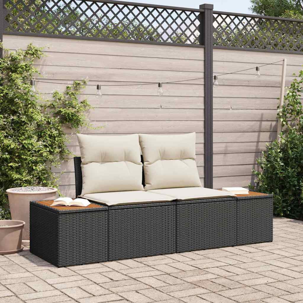 vidaXL Gartensofa Schwarz 184 x 62 x 85cm Poly-Rattan