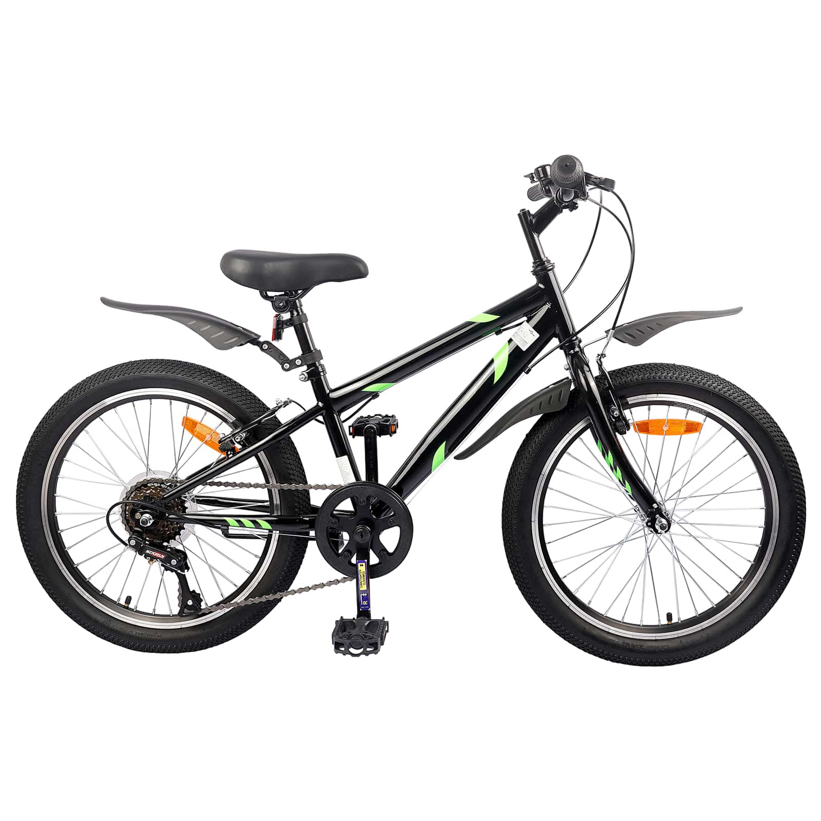 vidaXL Kinderfahrrad 24 Zoll 6-Speed für 8-12 Jahre alt Schwarz