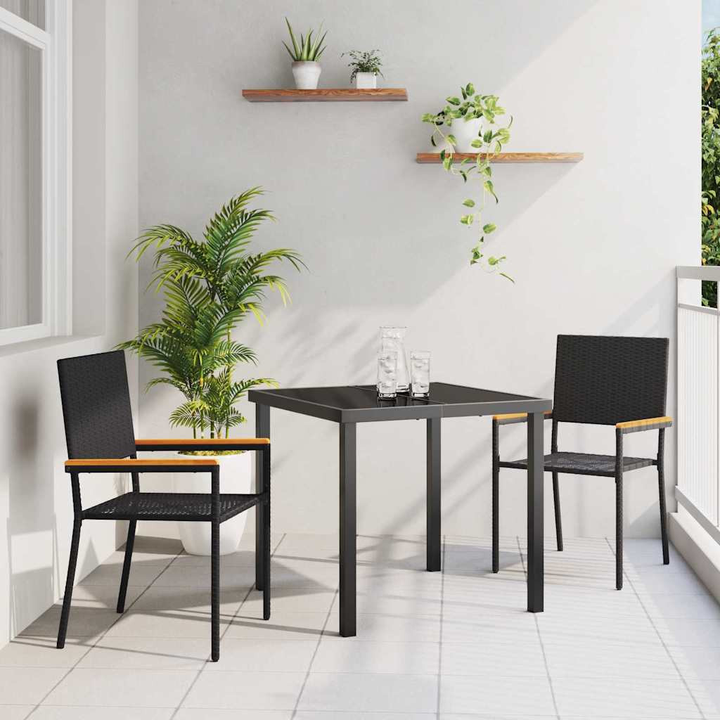 vidaXL Garten Stapelstühle 2 pcs Schwarz und Braun 54 x 56 x 90 cm