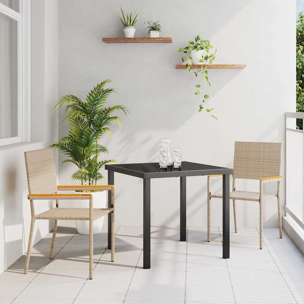 vidaXL Garten Stapelstühle 2 pcs Creme und Braun 54 x 56 x 90 cm