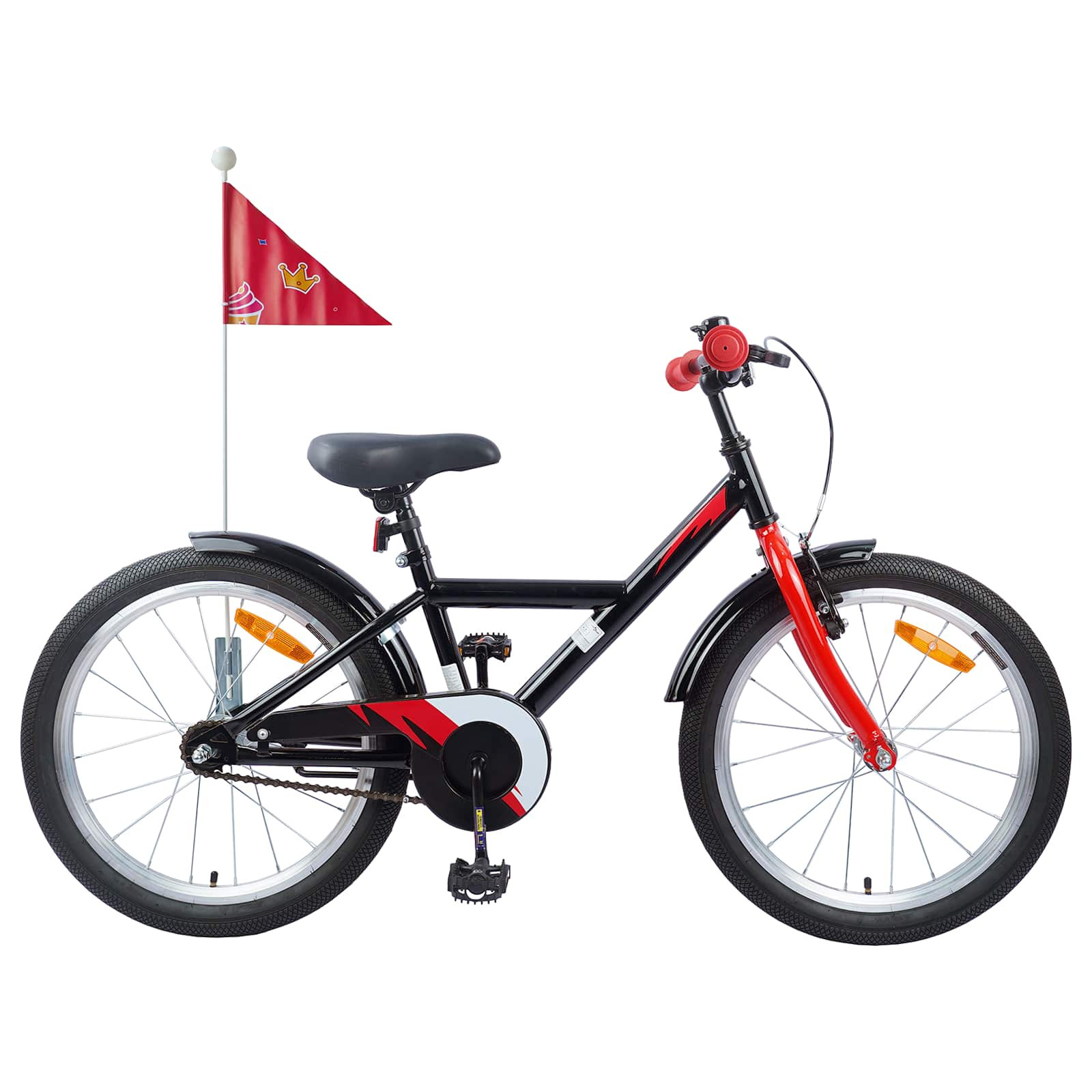 vidaXL Kinderfahrrad 18 Zoll für 5-7 Jahre alt Schwarz