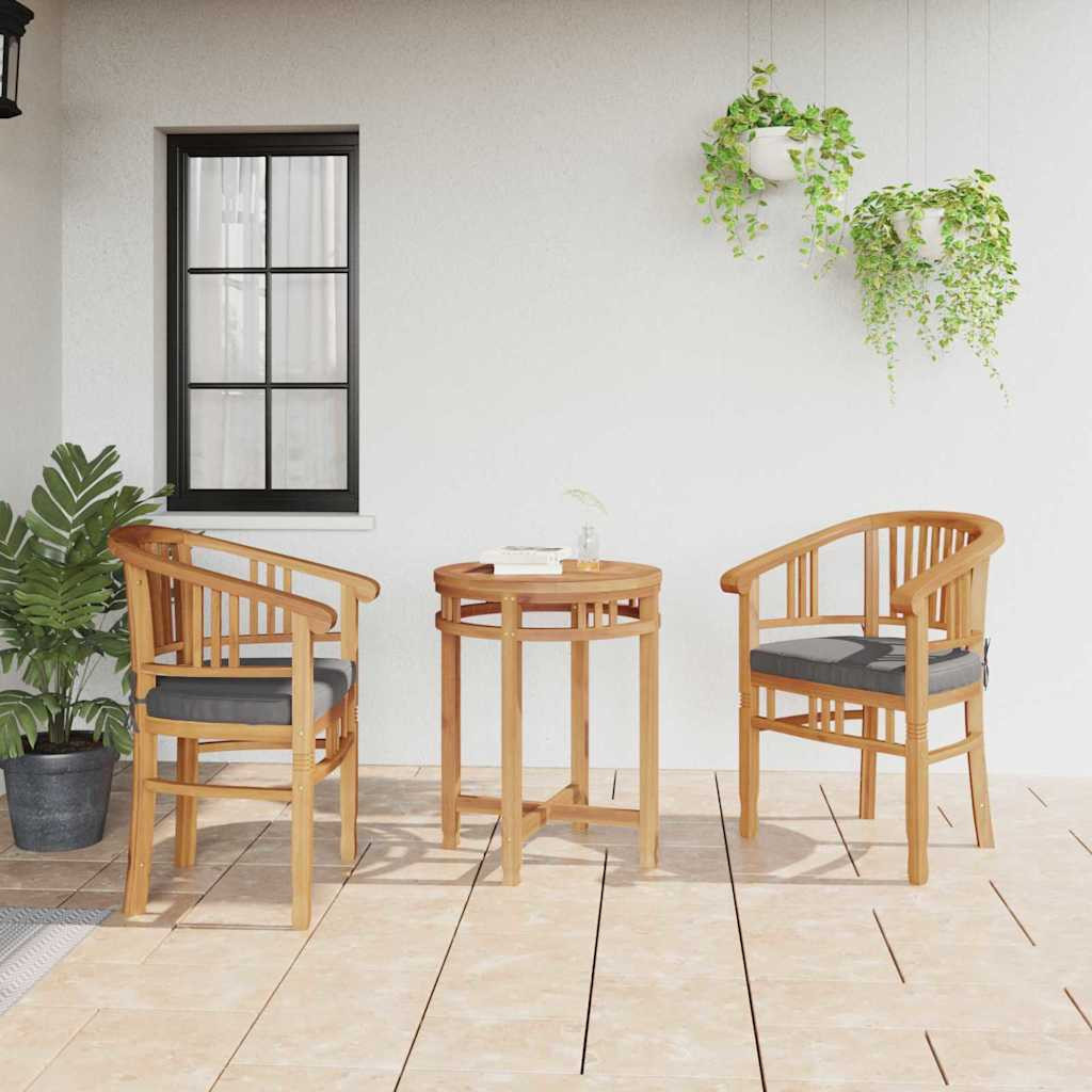 vidaXL Stuhl mit Kissen 2 pcs Braun 63 x 58 x 89 cm Massivholz Teak