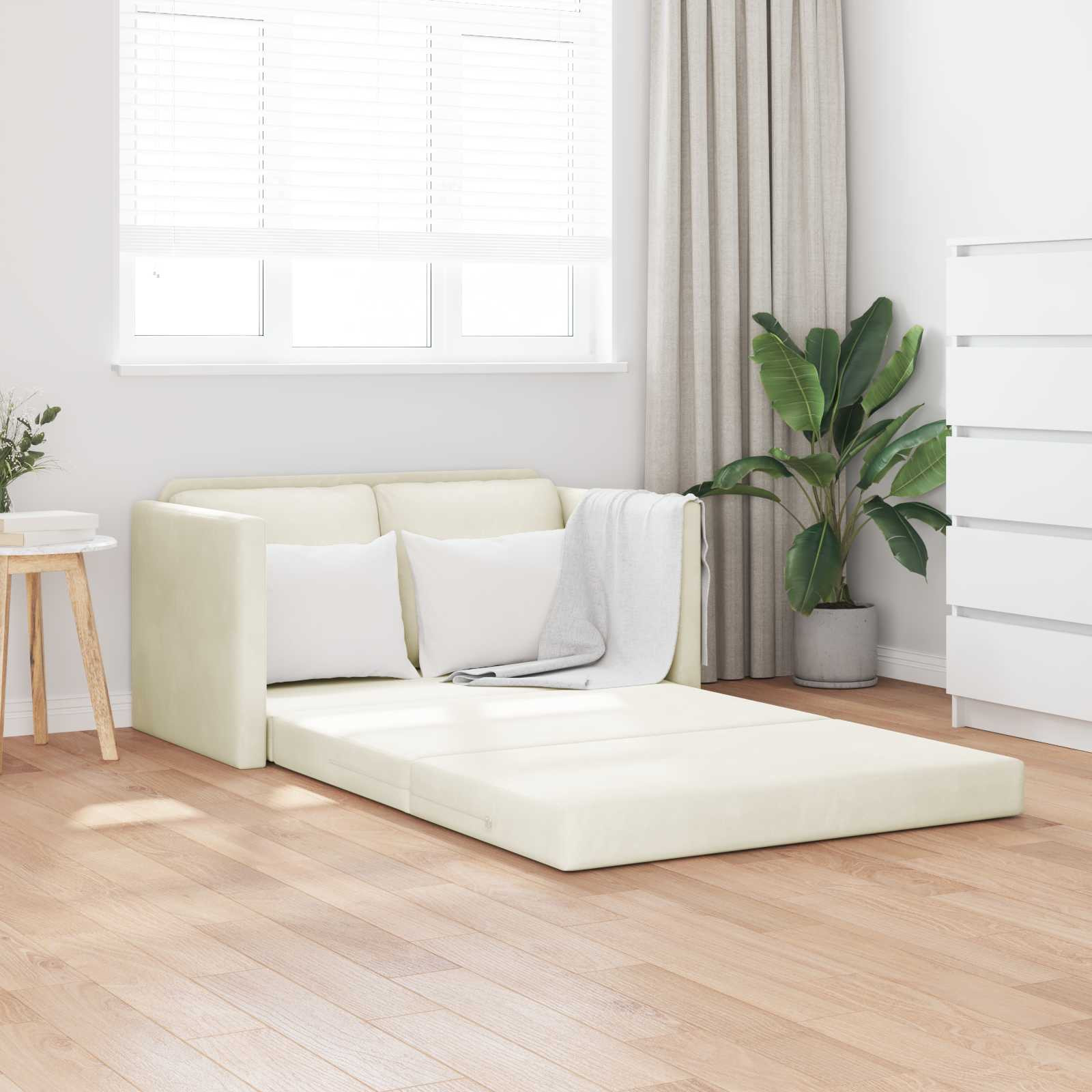 vidaXL Schlafsofa Creme 204 x 122 x 60 cm Samt