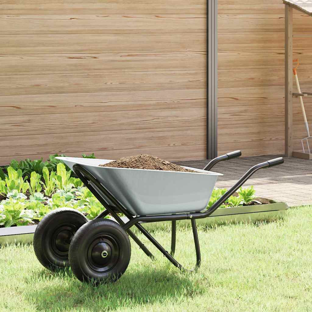 vidaXL Schubkarre Silber und Schwarz 137 x 60 x 65,5 cm Stahl