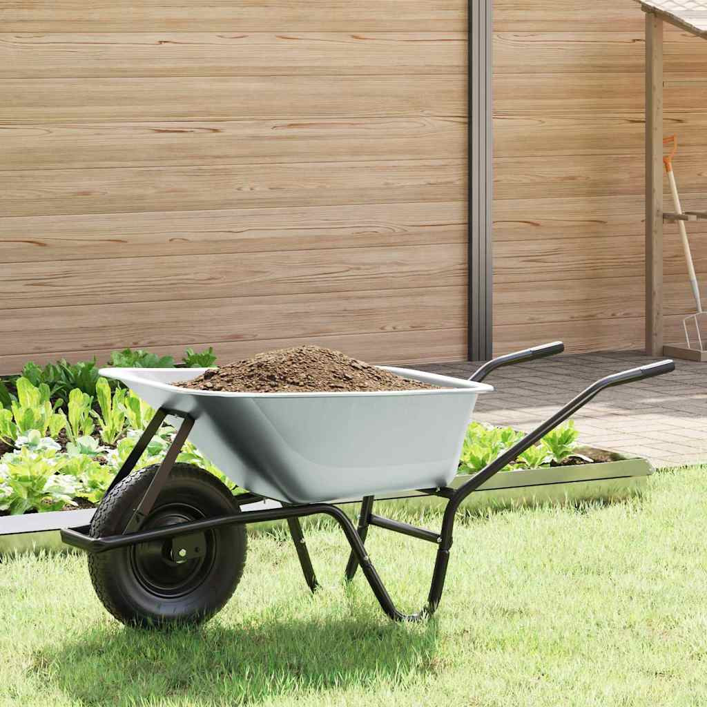 vidaXL Schubkarre Silber und Schwarz 141 x 60 x 57 cm Stahl
