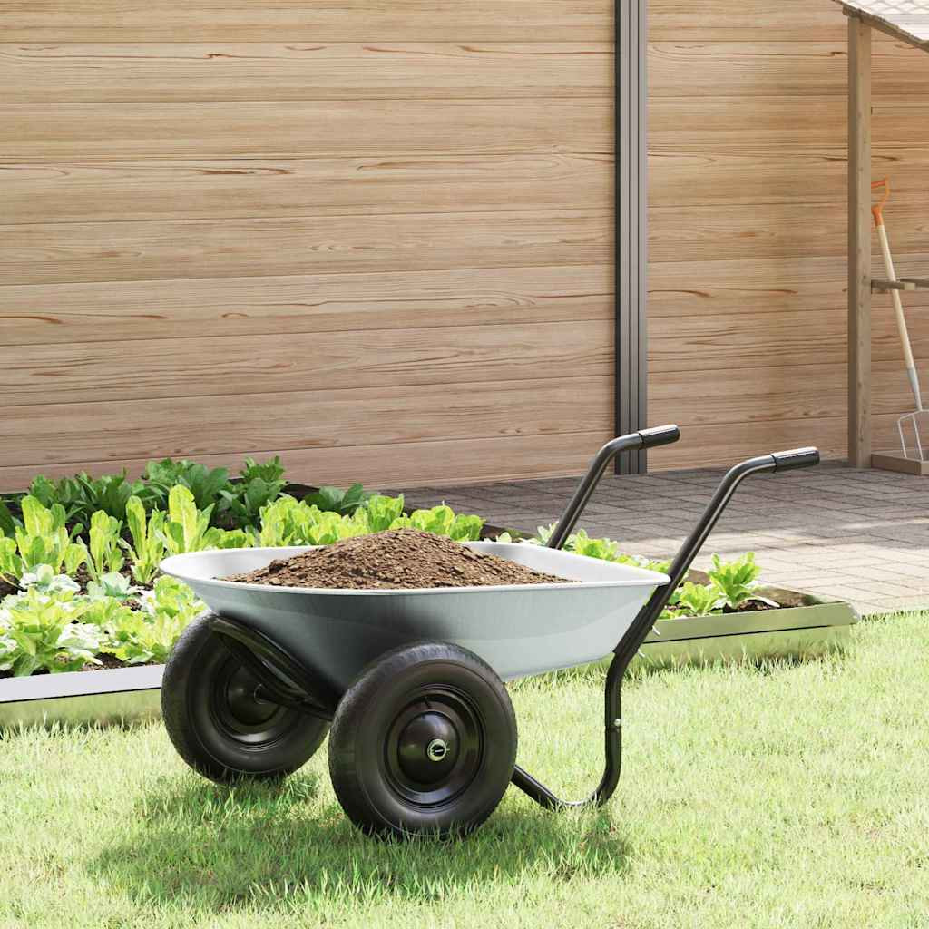 vidaXL Schubkarre Silber und Schwarz 124 x 73 x 65 cm Stahl