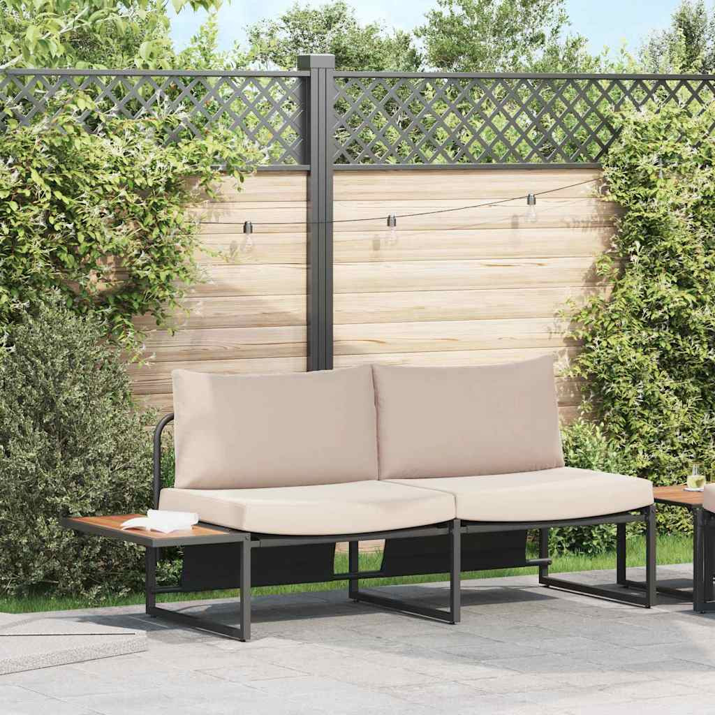 vidaXL Garten-Sofa mit Kissen Taupe 200,5 x 70 x 85,5 cm Stahl