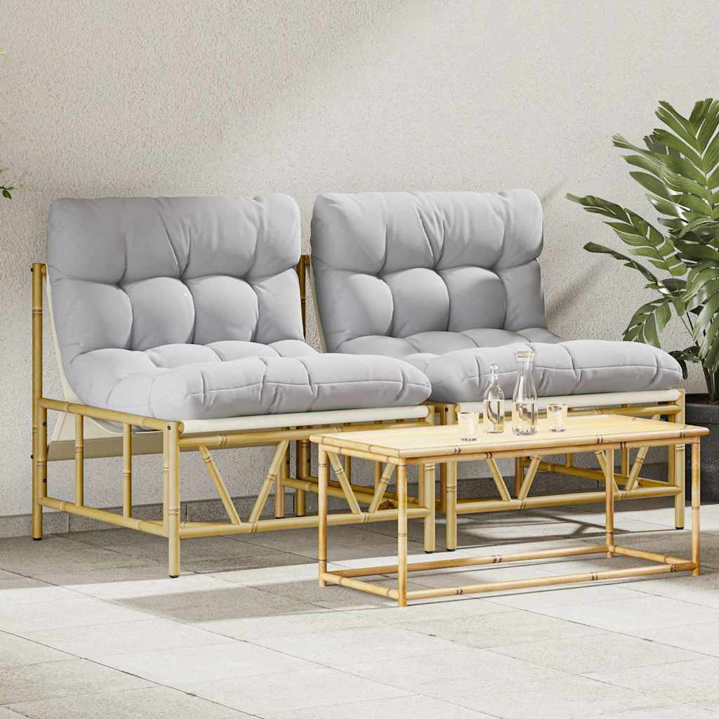 vidaXL Outdoor-Sitzplätze mit Kissen 2 pcs Hellgrau Stahl