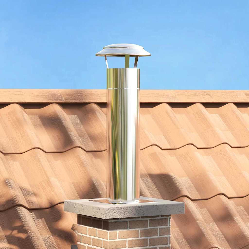 vidaXL Kamin Kopf Erweiterung Silber 26 x 26 x 50 cm Edelstahl