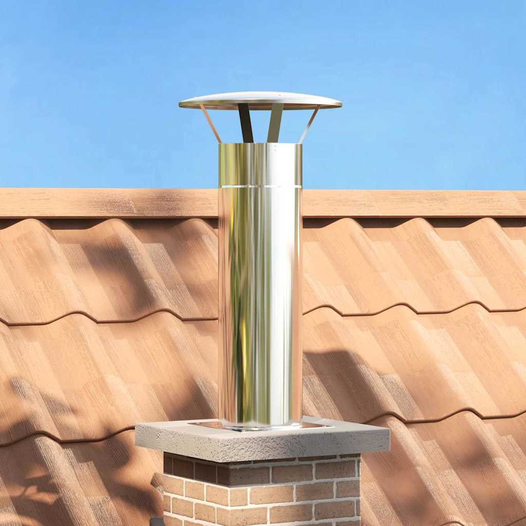 vidaXL Kamin Kopf Erweiterung Silber 29 x 29 x 50 cm Edelstahl