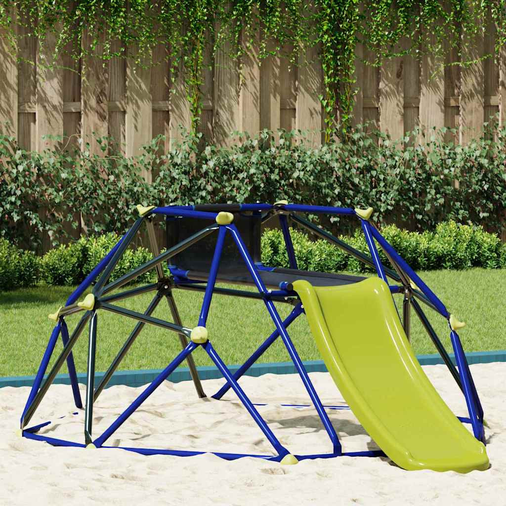 vidaXL Kinder Klettern Dom Blau 6 Fuß mit Rutsche Stahl