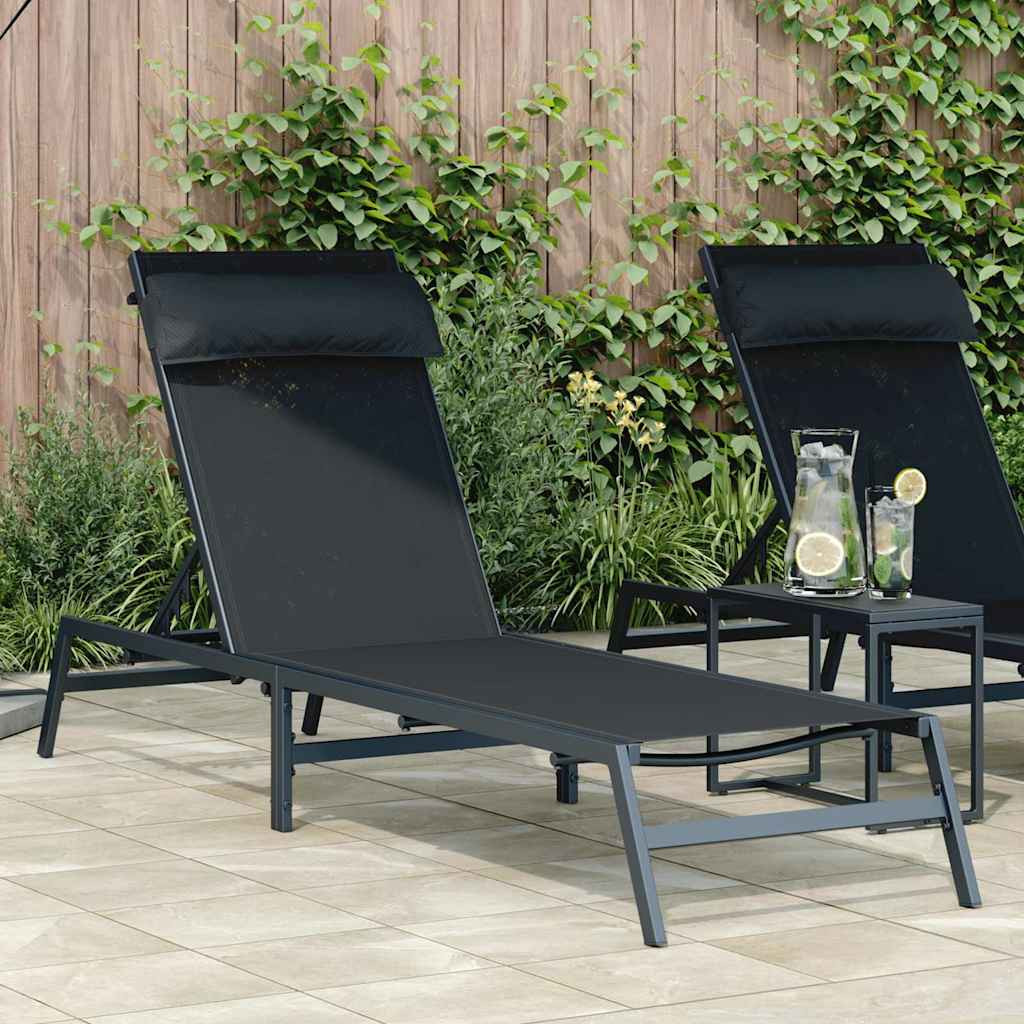 vidaXL Sonnenliege Schwarz und Anthrazit 197 x 54 x 86 cm Stahl