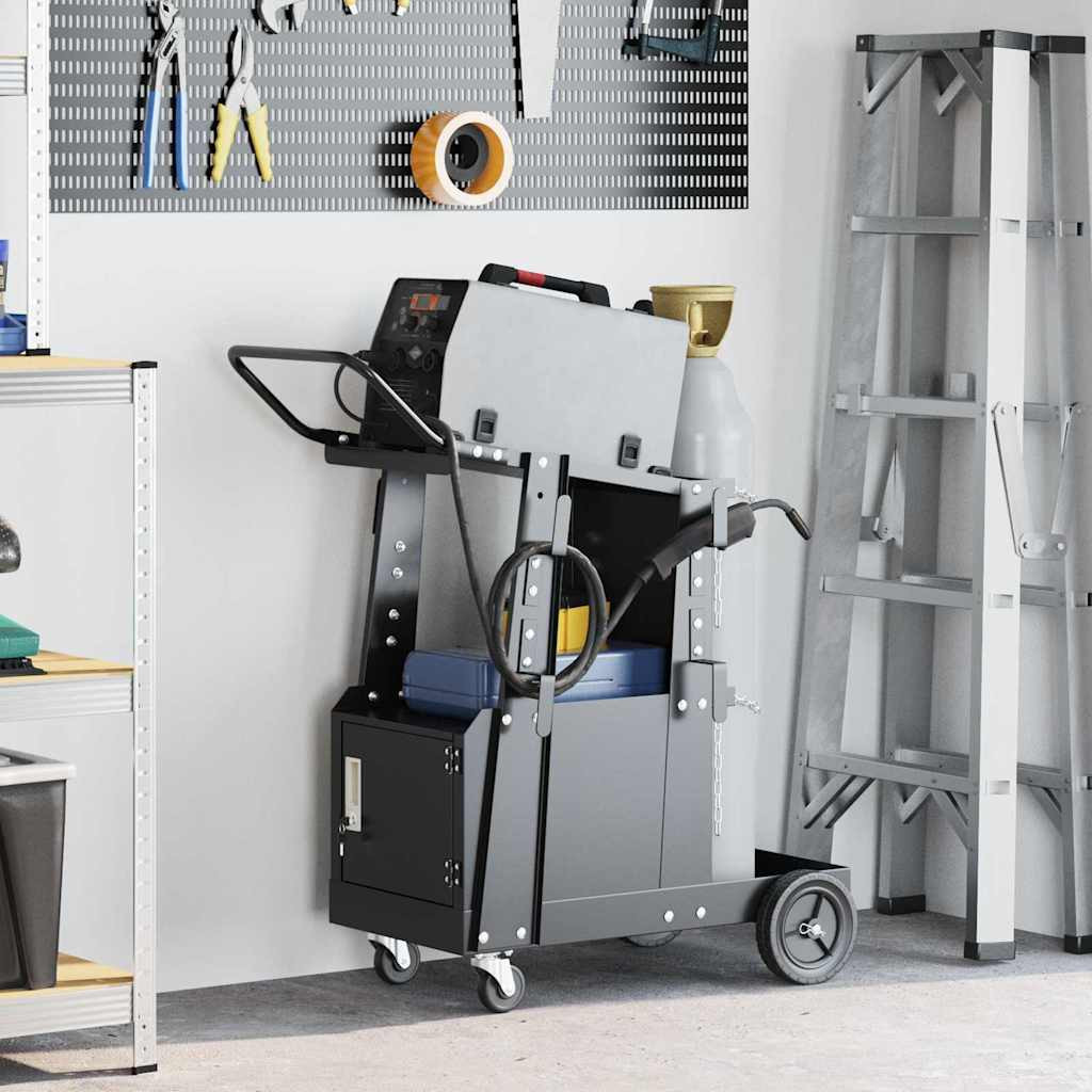 vidaXL Schweißwagen Schwarz 91 x 47 x 96 cm Stahl
