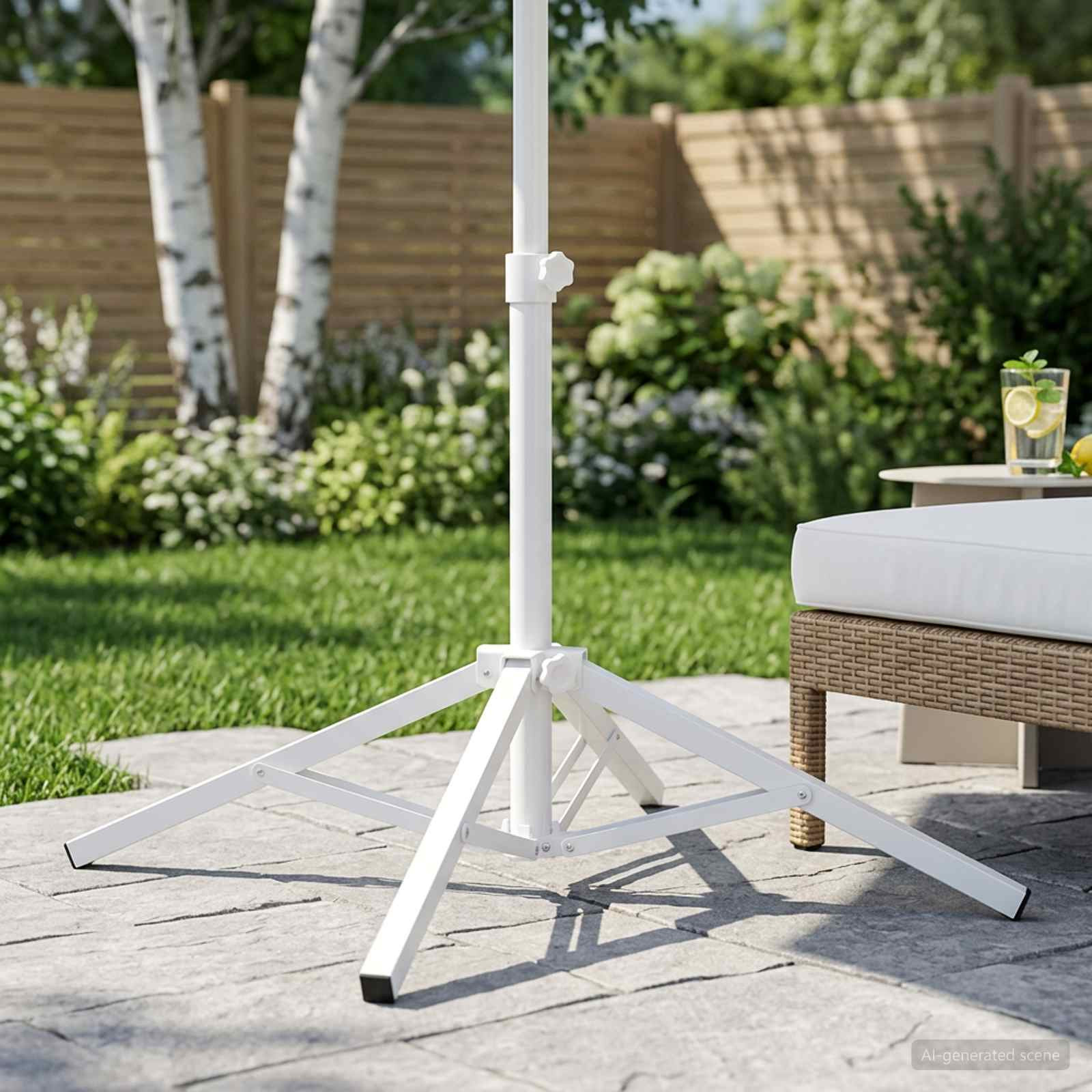vidaXL Sonnenschirmständer Weiß Stahl für 25-32 mm Mast
