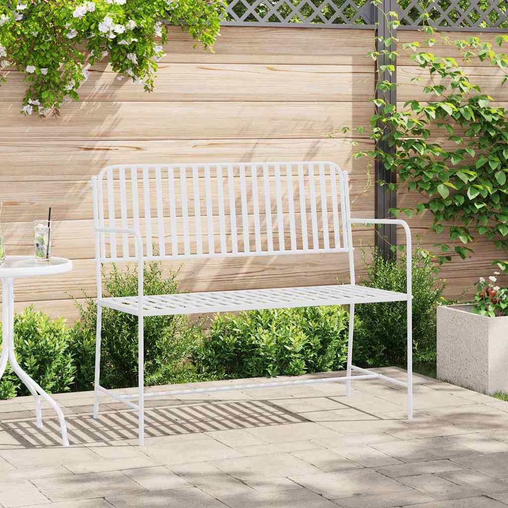 vidaXL Gartenbank Einfarbig Weiß 103,5 x 51,5 x 90 cm Stahl