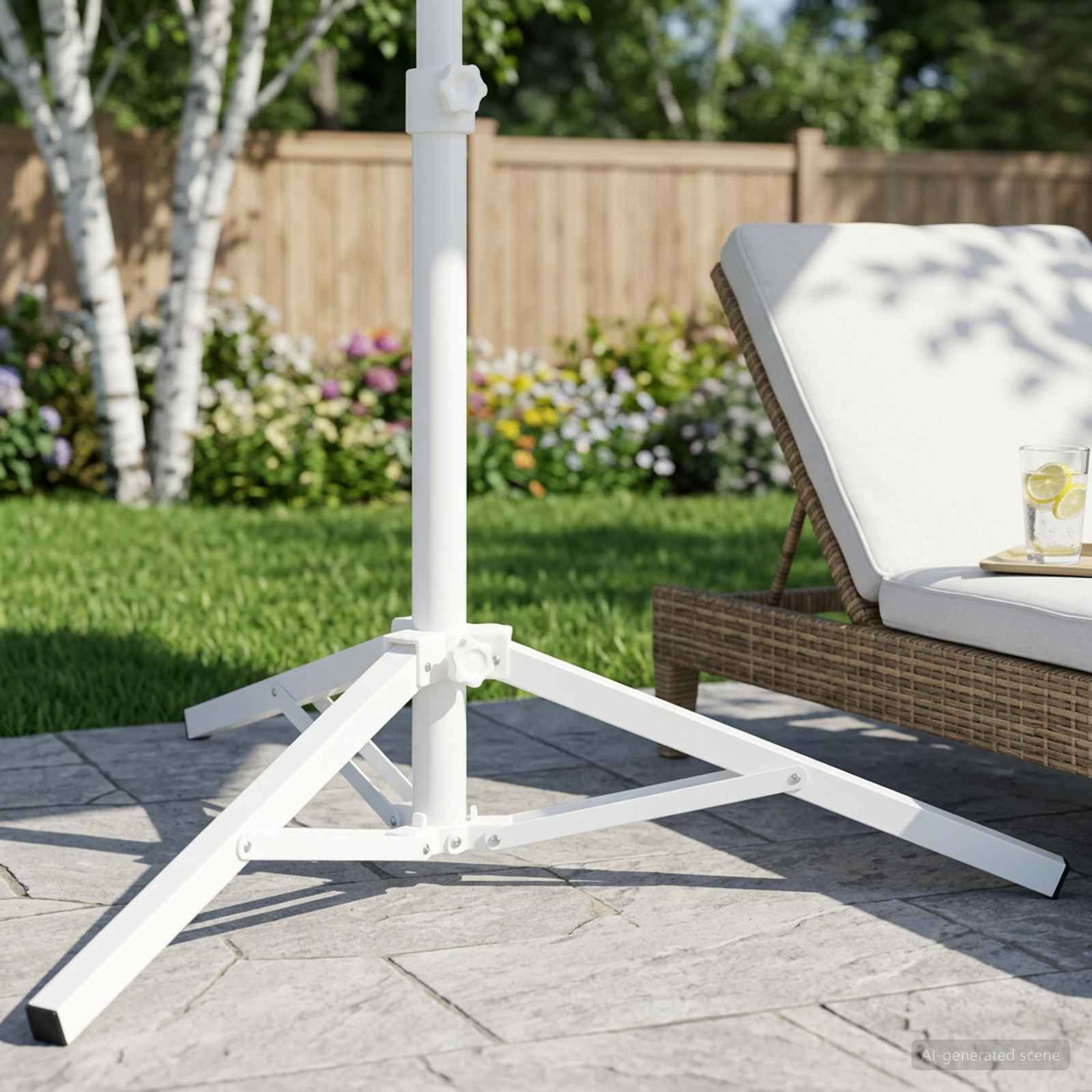 vidaXL Parasol Stand Weiß Stahl for 25-32 mm Pole