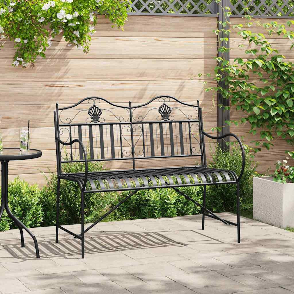 vidaXL Gartenbank Schwarz 103,5 x 59 x 89 cm Stahl