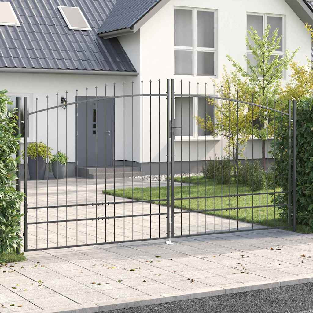 vidaXL Doppeltor WOERDEN 400 x 249,5 cm Stahl Grau Abschließbar