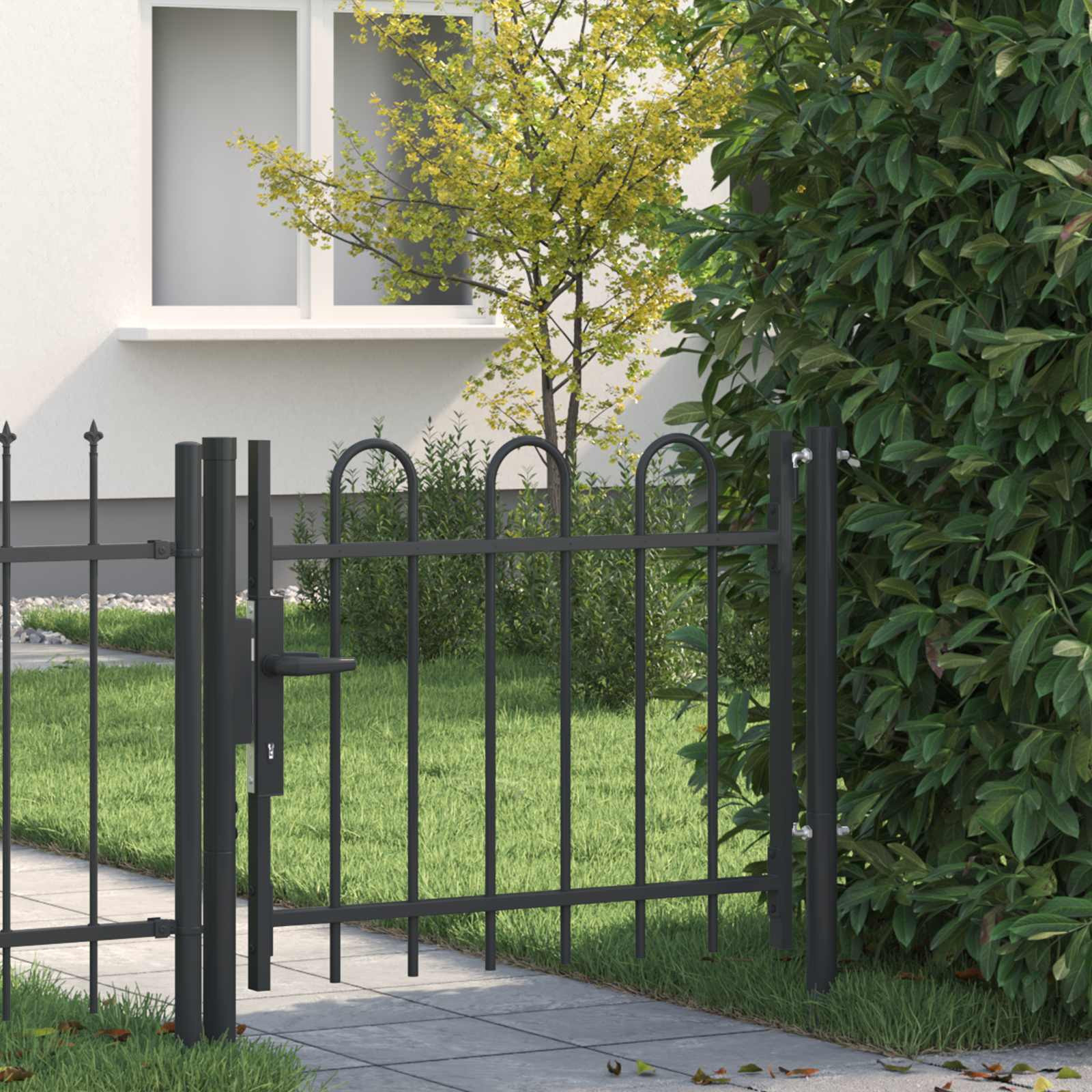 vidaXL Zauntor BOXTEL 103 x 124,5 cm Pulverbeschichteter Stahl Grau