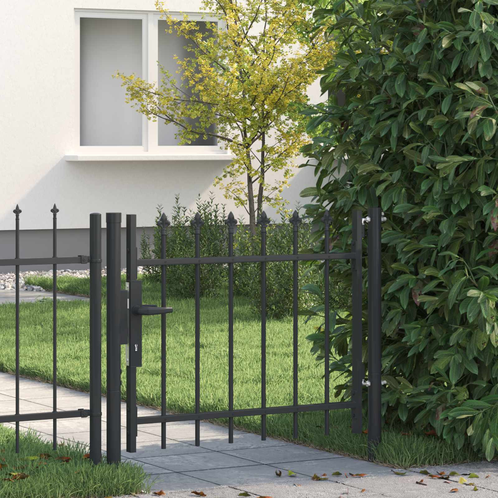 vidaXL Zauntor BOXTEL 103 x 124,5 cm Pulverbeschichteter Stahl Grau