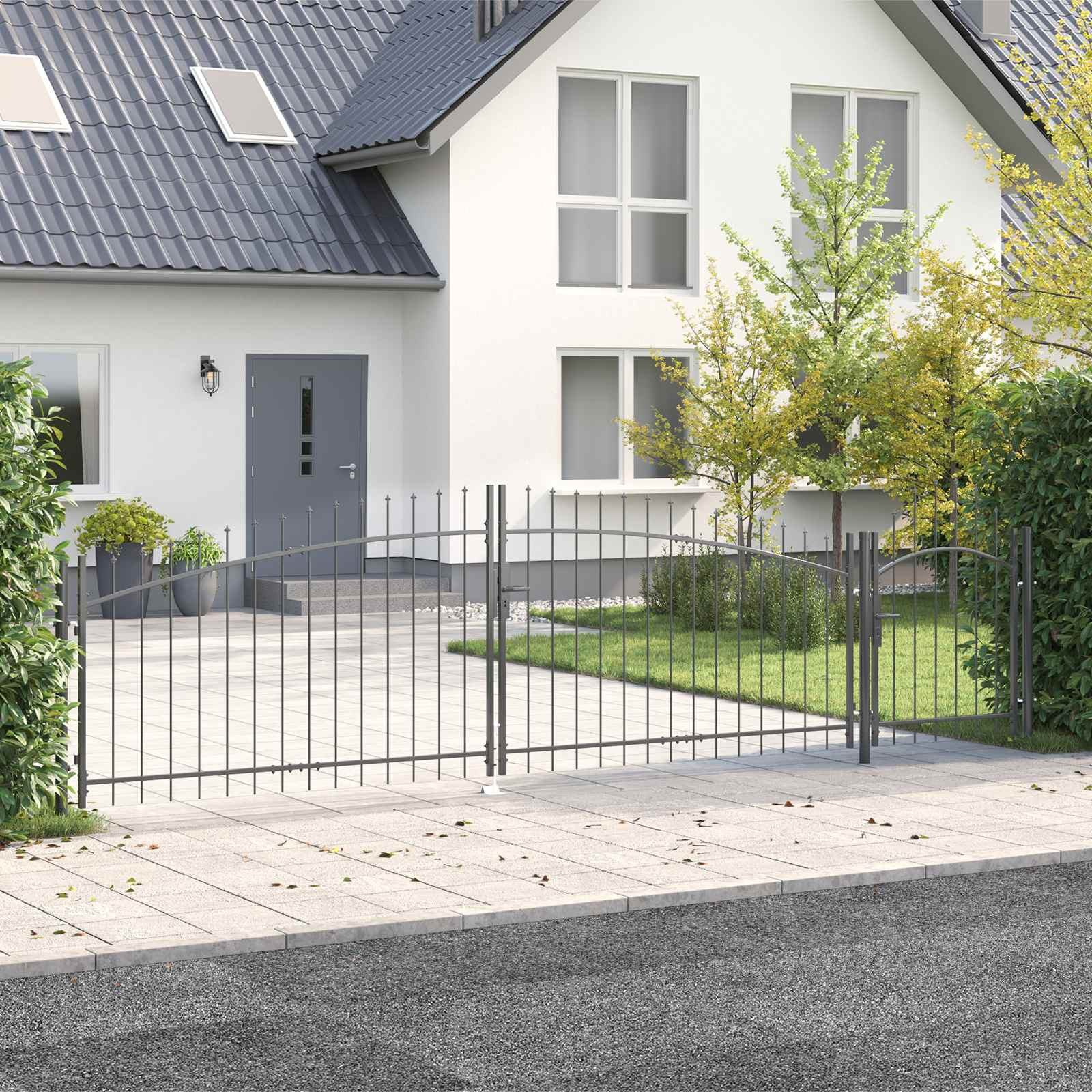 vidaXL Gartentor WOERDEN 125 x 500 cm Stahl Grau Abschließbar