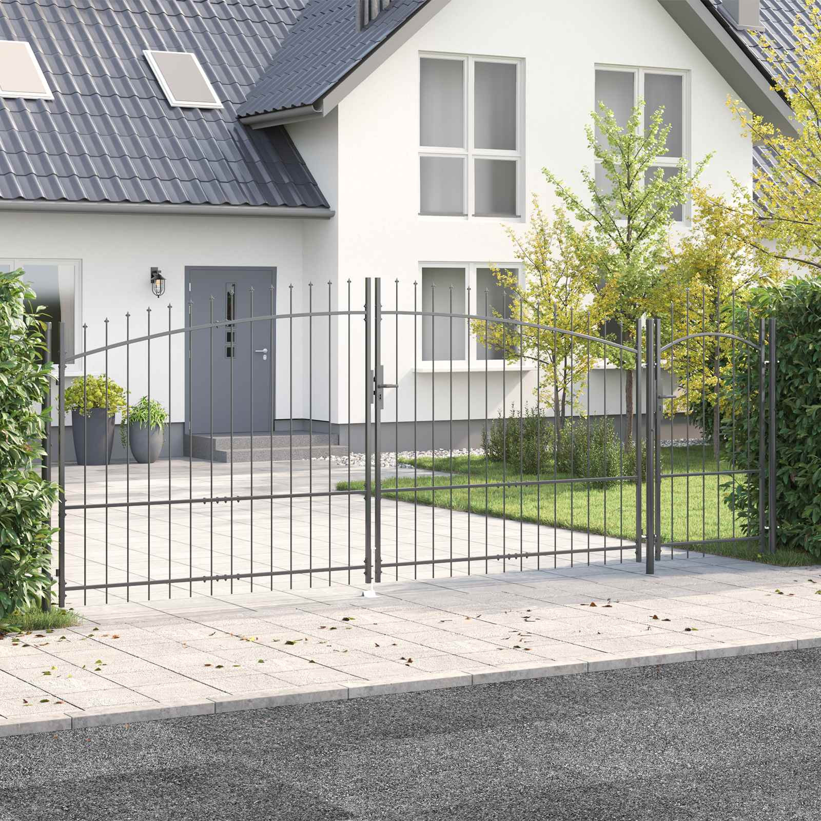 vidaXL Gartentor WOERDEN 175 x 500 cm Stahl Grau Abschließbar