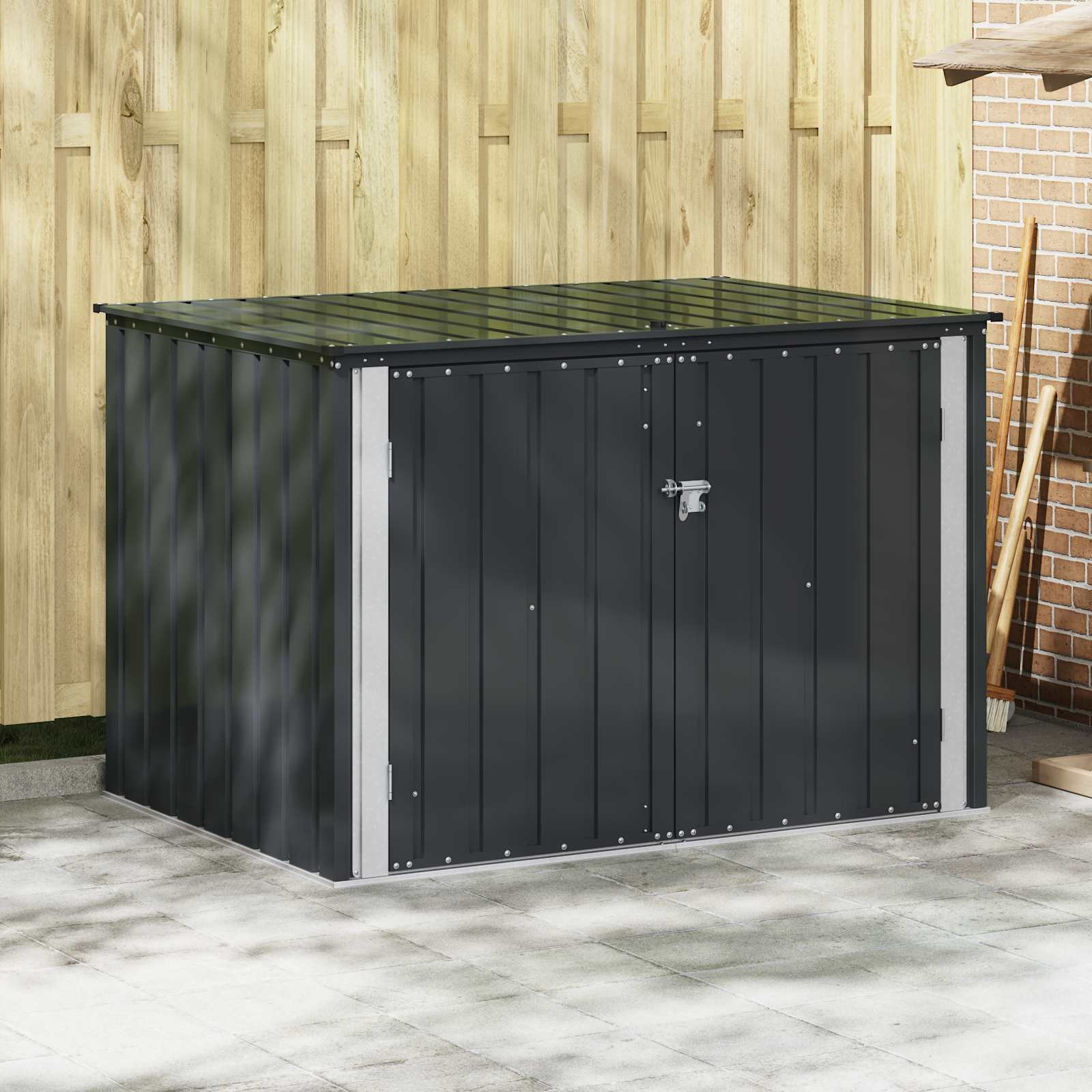 vidaXL Gartenlagerbox Schwarz 151,5 x 107 x 100 cm Stahl