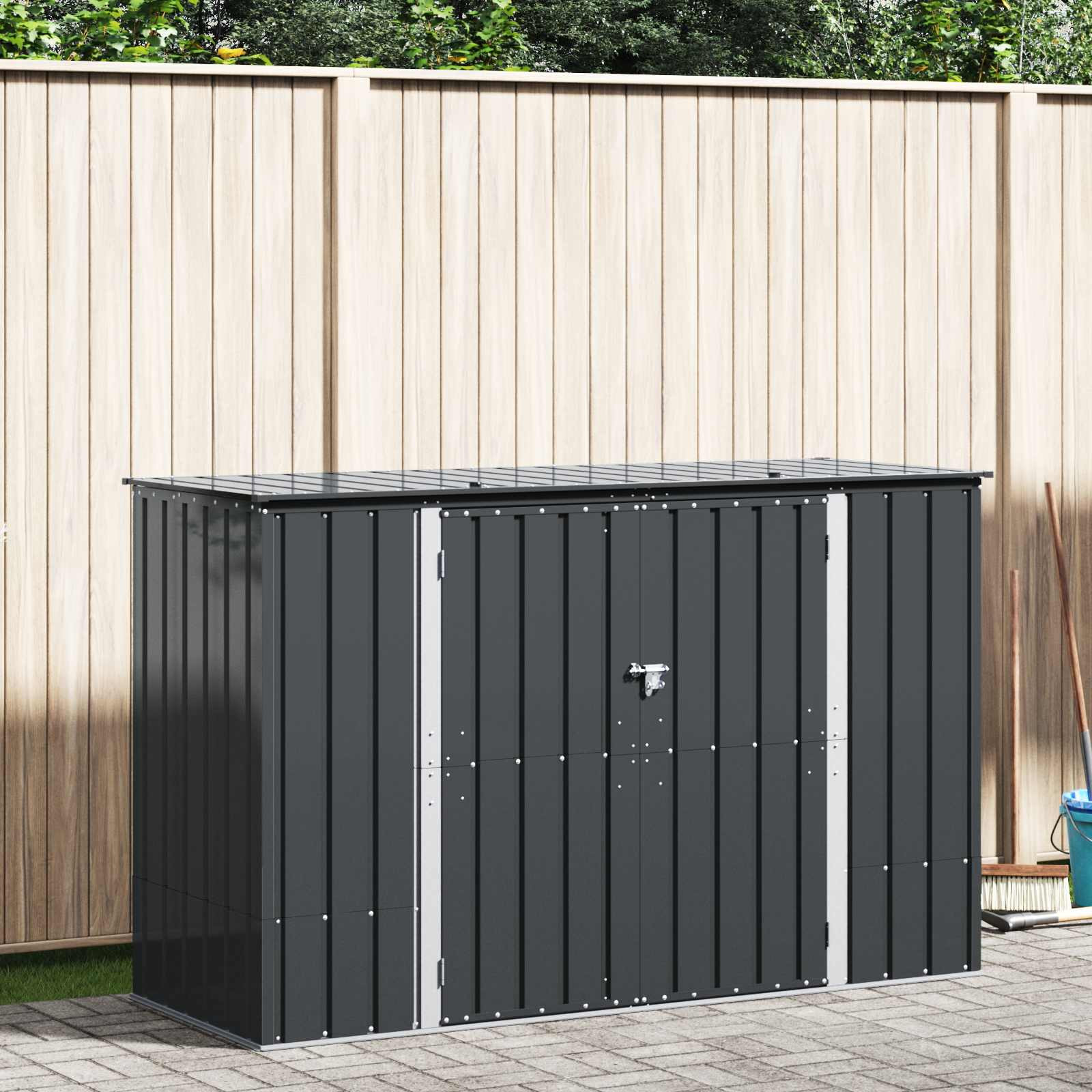 vidaXL Gartenlagerbox Schwarz 214 x 82 x 132 cm Stahl