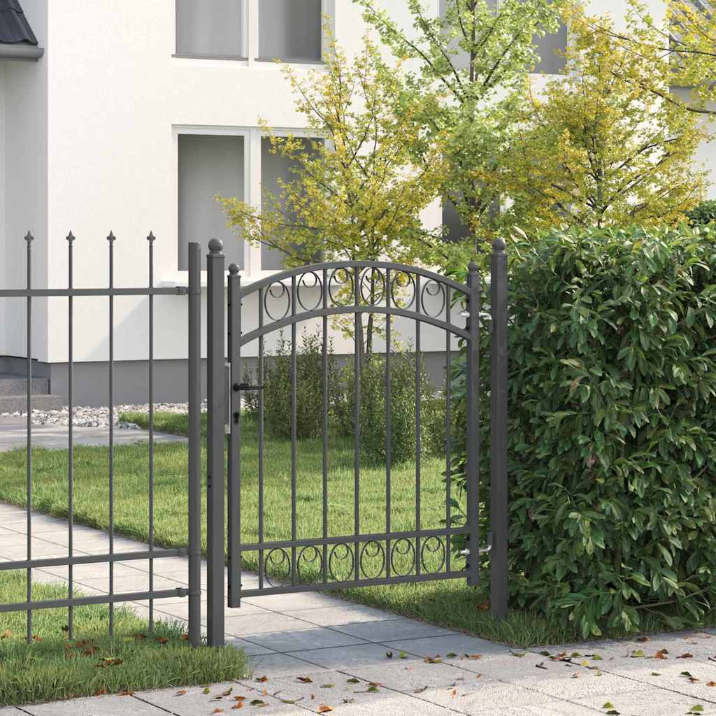 vidaXL Zauntor EMMEN 125 x 100 cm Pulverbeschichteter Stahl Grau