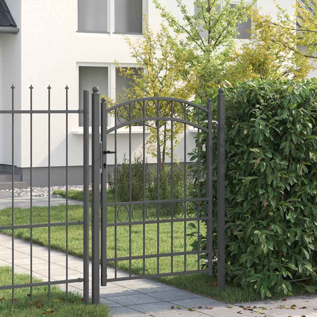 vidaXL Zauntor EMMEN 170 x 100 cm Pulverbeschichteter Stahl Grau