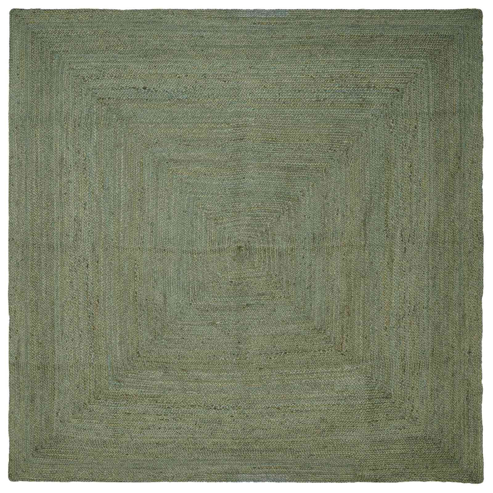vidaXL Bereichsteppiche Quadratisch Olive Grün 240 x 240 cm Jute